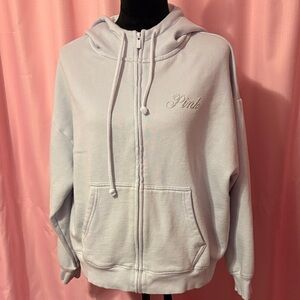 Victoria’s Secret PINK Light Blue Bling Campus Zip Up Hoodie